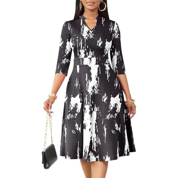 semi formal fit and flare dresses Senza Tempo Fashion Carmel Dress - Black